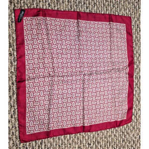 Saks Fifth Avenue Silk Pocket Square Red Paisley Made in Italy Mens 17x17 Luxury